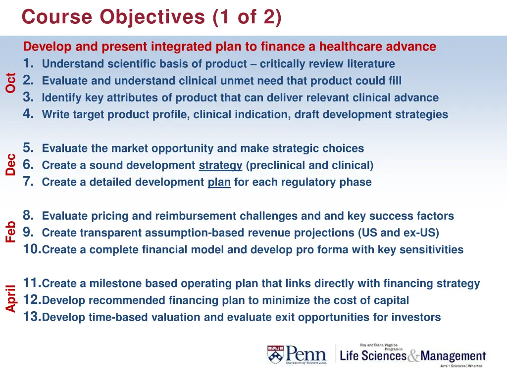 course objectives 1 of 2