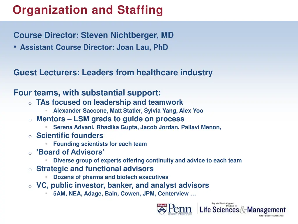 organization and staffing