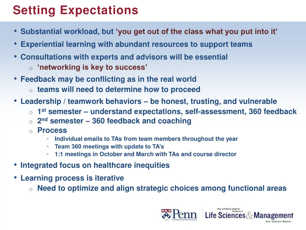 setting expectations