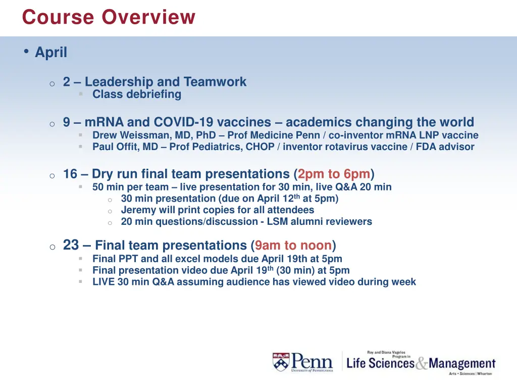 course overview 2