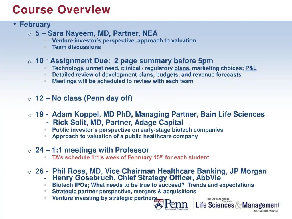 course overview february o 5 sara nayeem