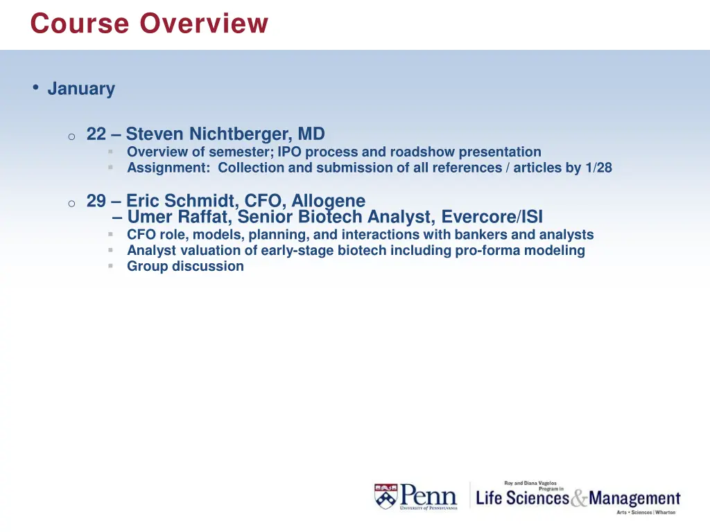 course overview