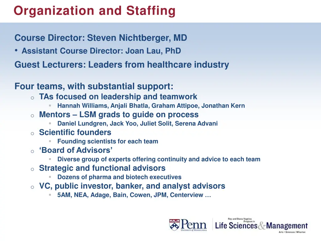 organization and staffing