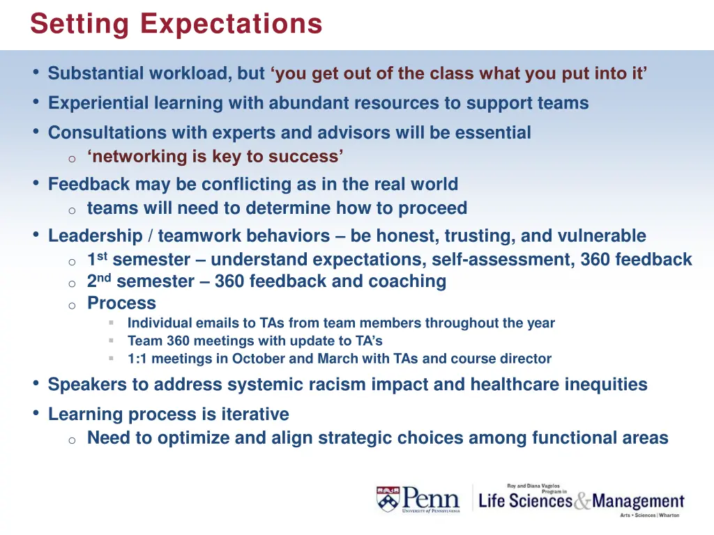 setting expectations