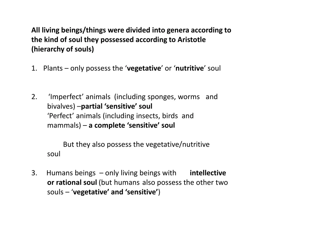 all living beings things were divided into genera