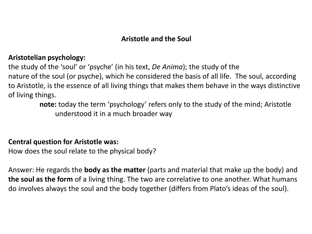 aristotle and the soul