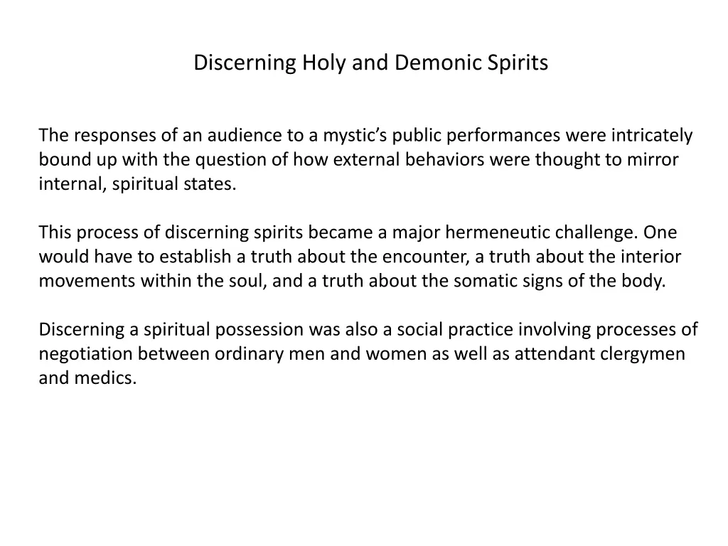 discerning holy and demonic spirits