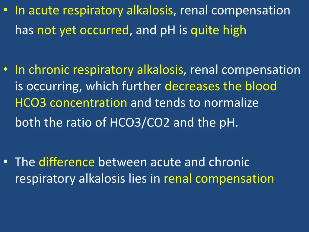 in acute respiratory alkalosis renal compensation