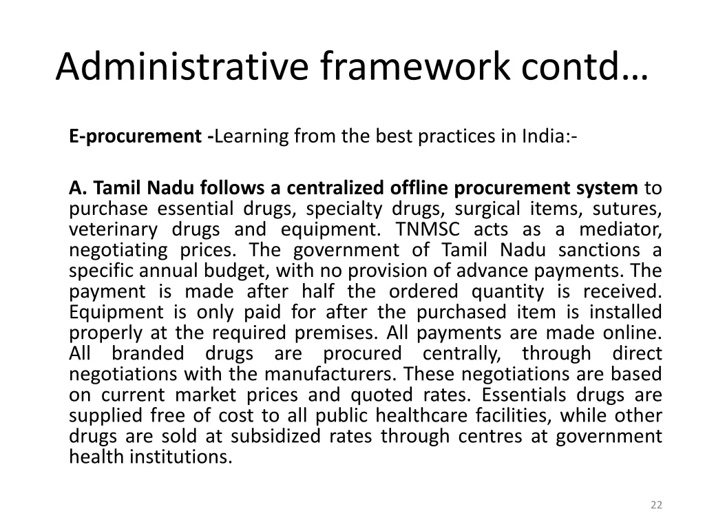 administrative framework contd