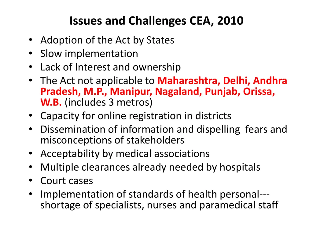 issues and challenges cea 2010 adoption
