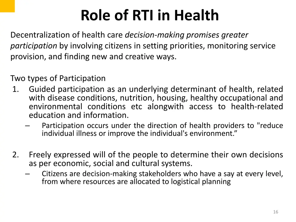 role of rti in health