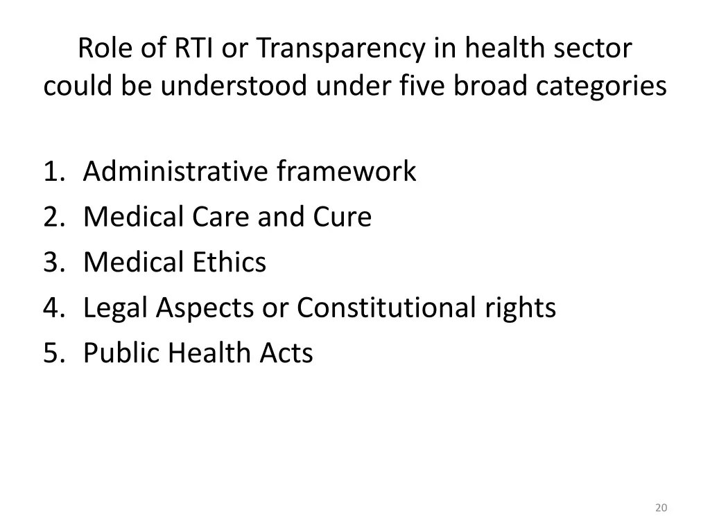 role of rti or transparency in health sector 1