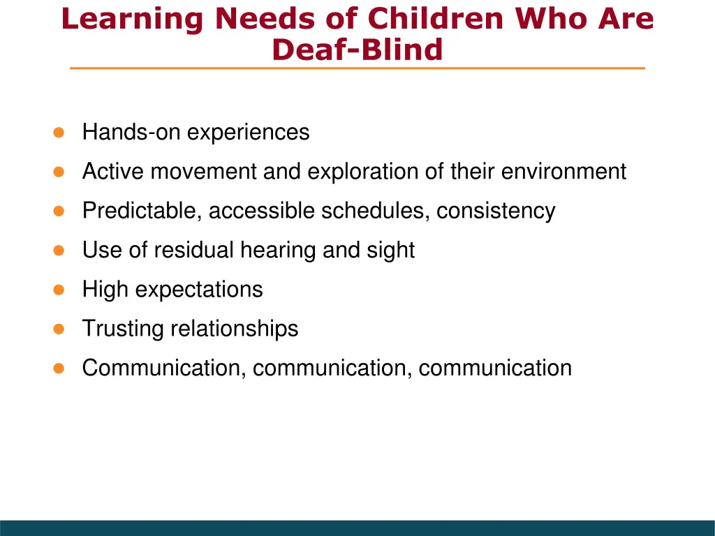 learning needs of children who are deaf blind