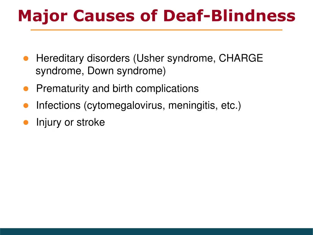 major causes of deaf blindness