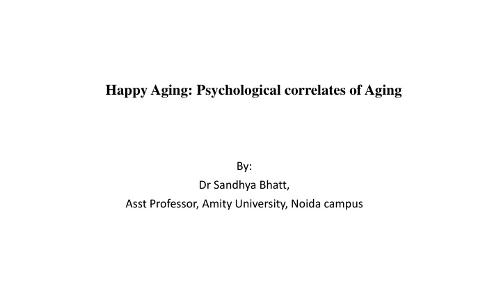 happy aging psychological correlates of aging