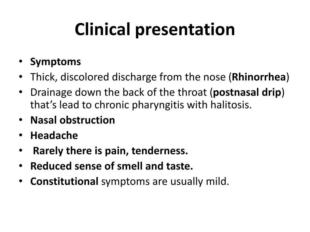 clinical presentation