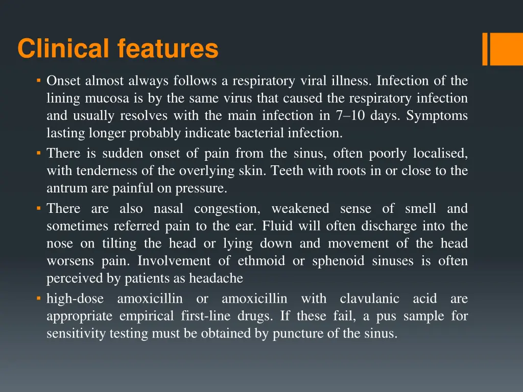 clinical features