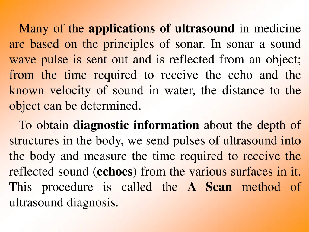 many of the applications of ultrasound