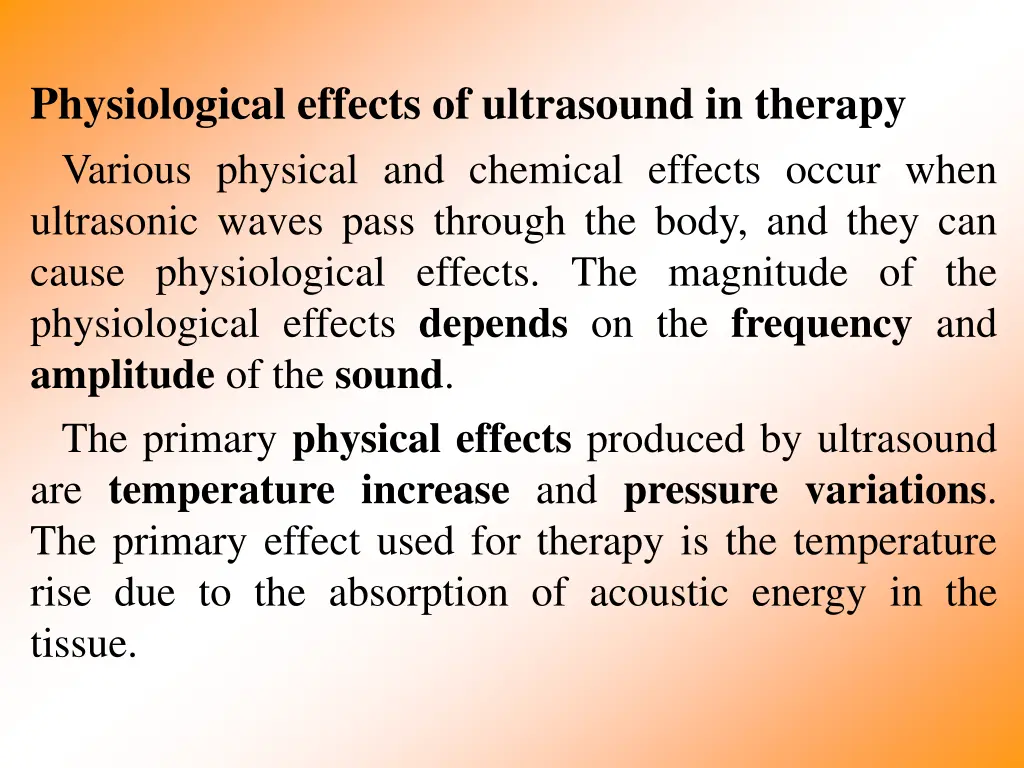 physiological effects of ultrasound in therapy