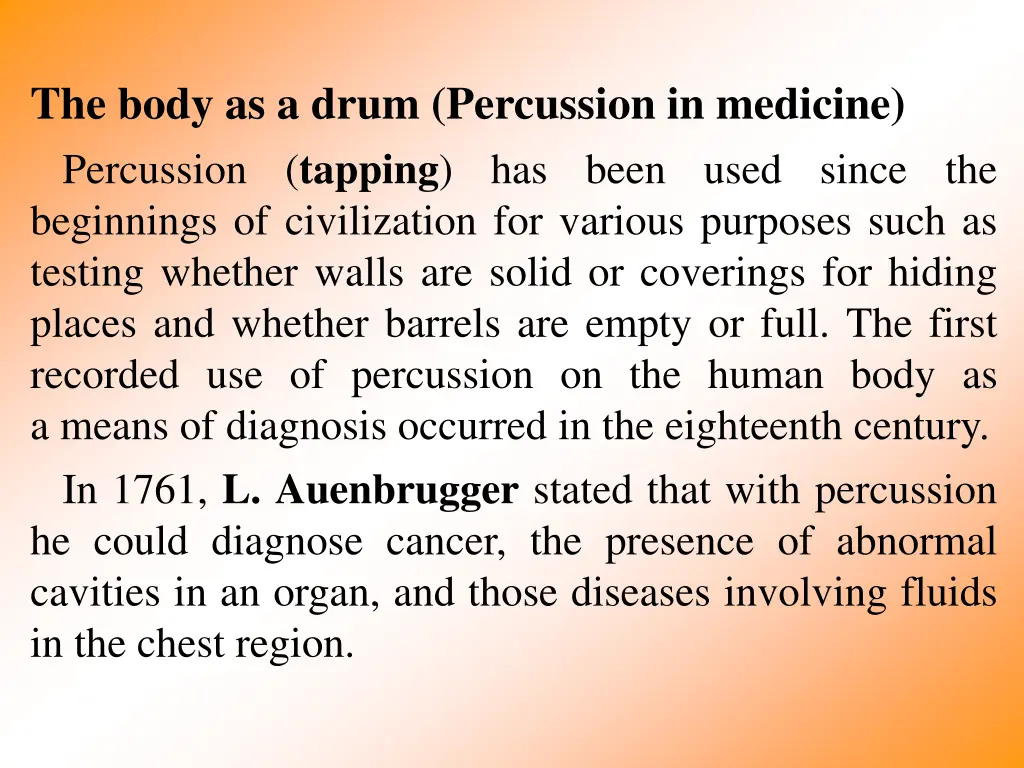the body as a drum percussion in medicine