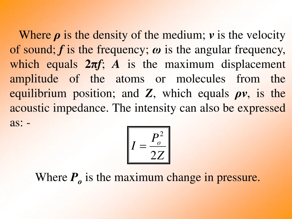 where is the density of the medium