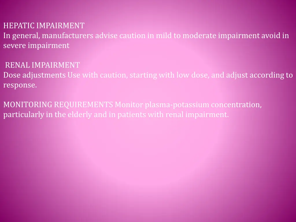 hepatic impairment in general manufacturers