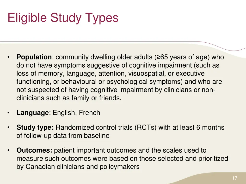 eligible study types