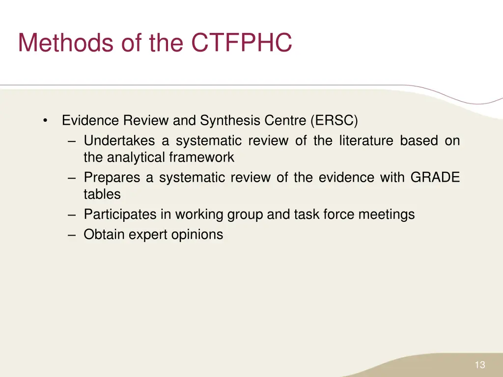 methods of the ctfphc 1