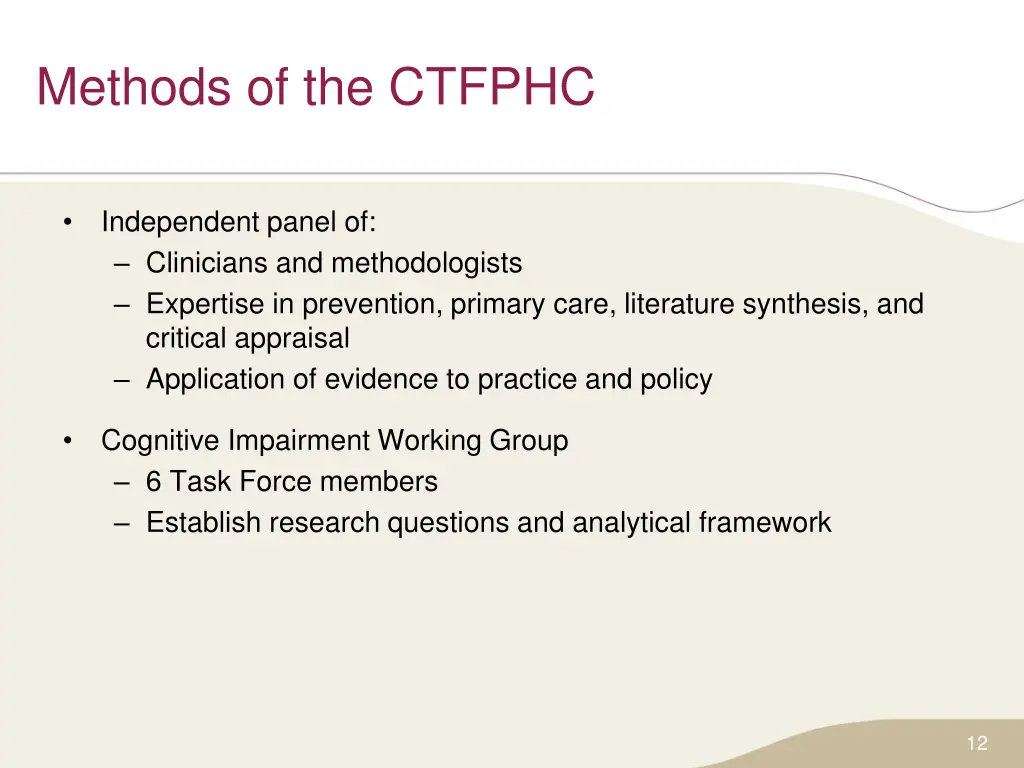 methods of the ctfphc
