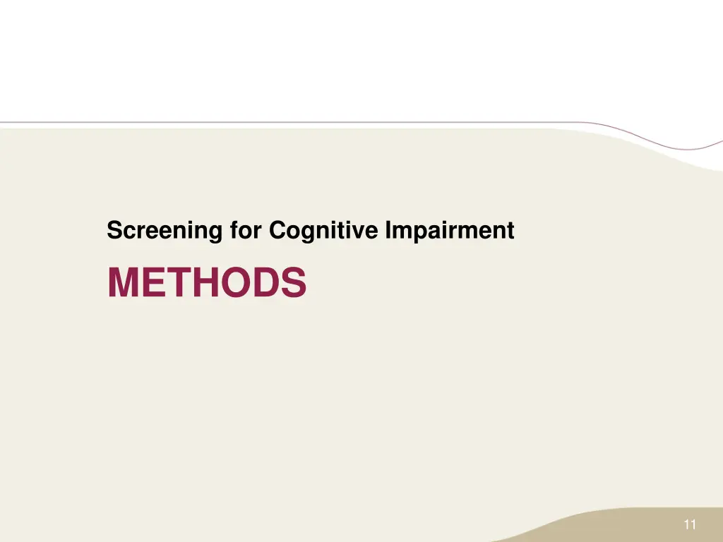 screening for cognitive impairment 1