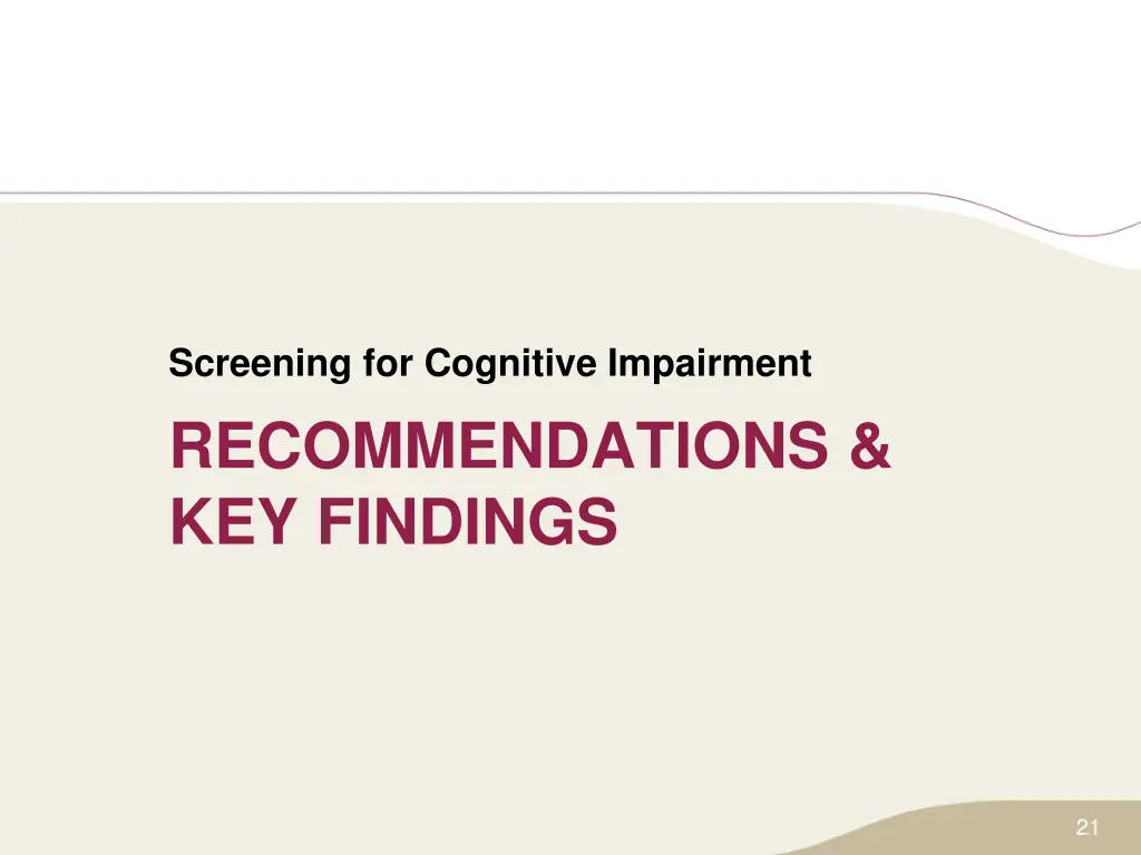screening for cognitive impairment 2