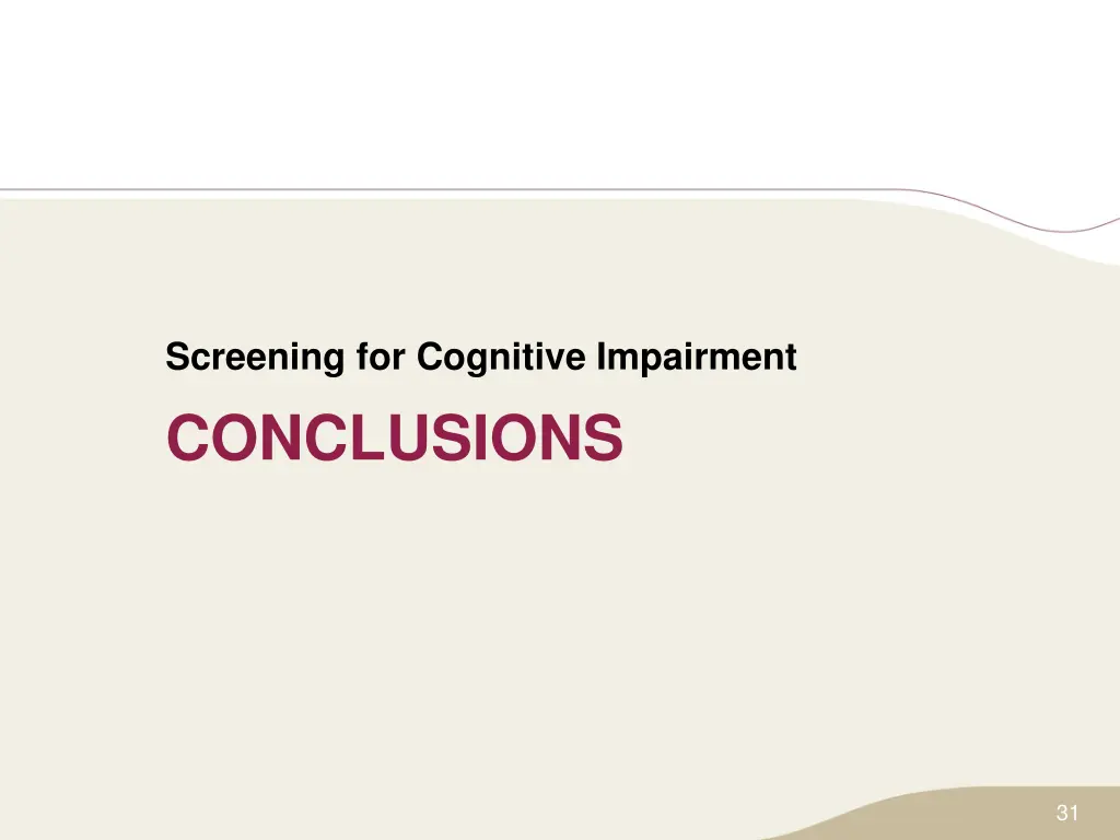 screening for cognitive impairment 5