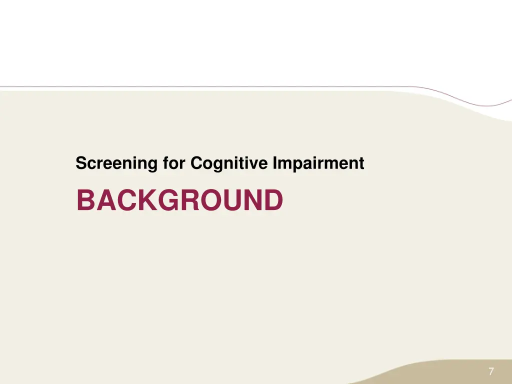 screening for cognitive impairment