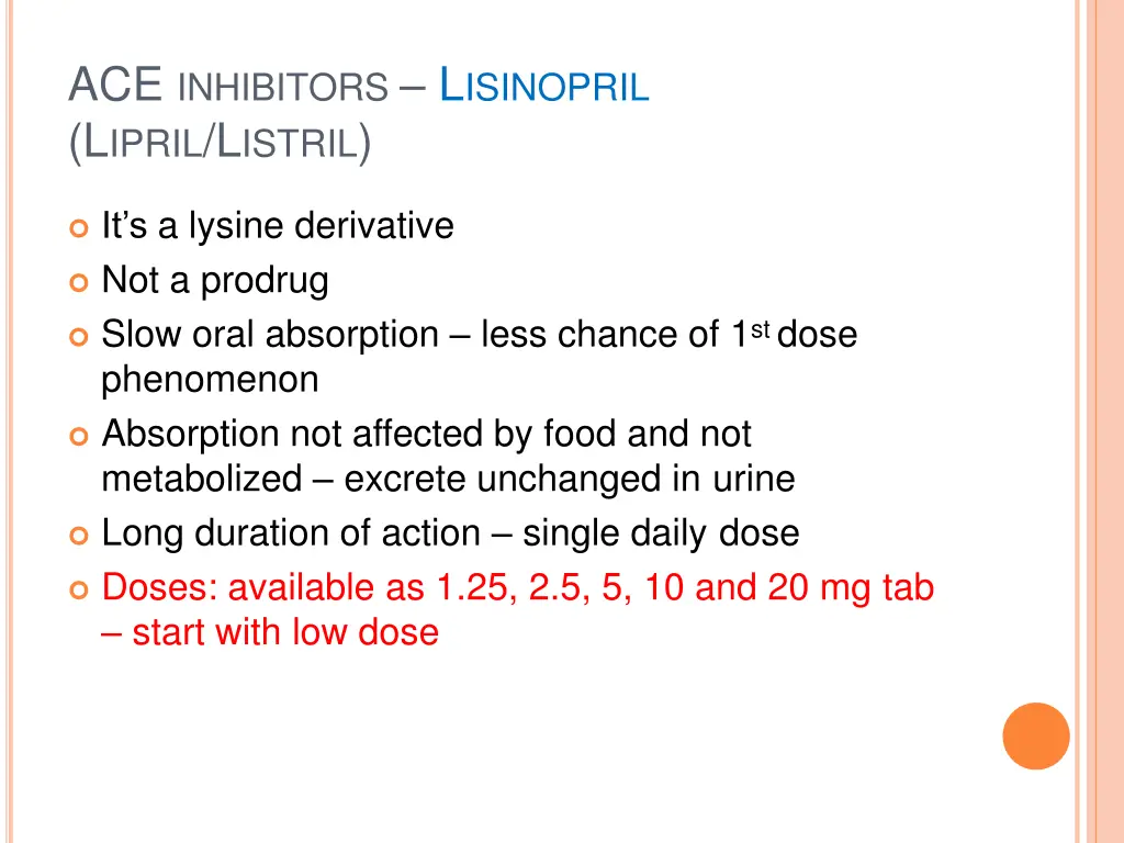 ace inhibitors l isinopril l ipril l istril