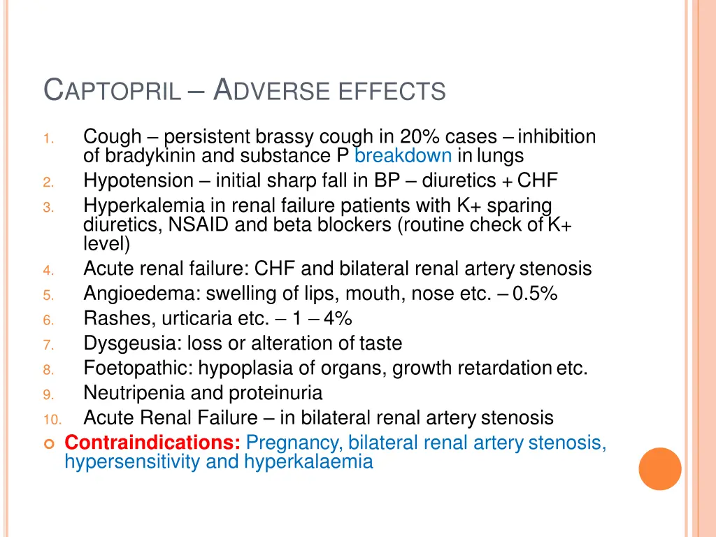 c aptopril a dverse effects