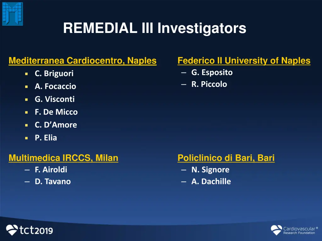 remedial iii investigators