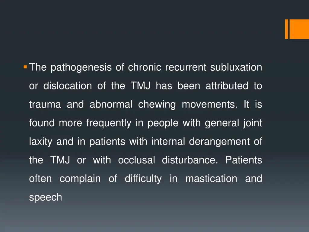 the pathogenesis of chronic recurrent subluxation