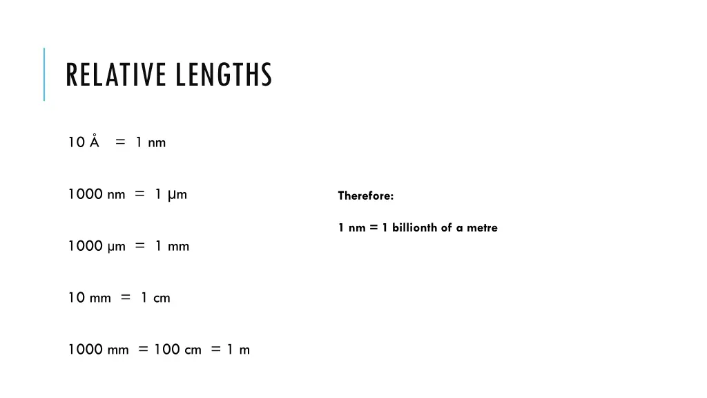 relative lengths