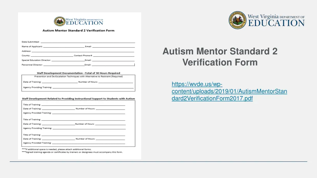autism mentor standard 2 verification form
