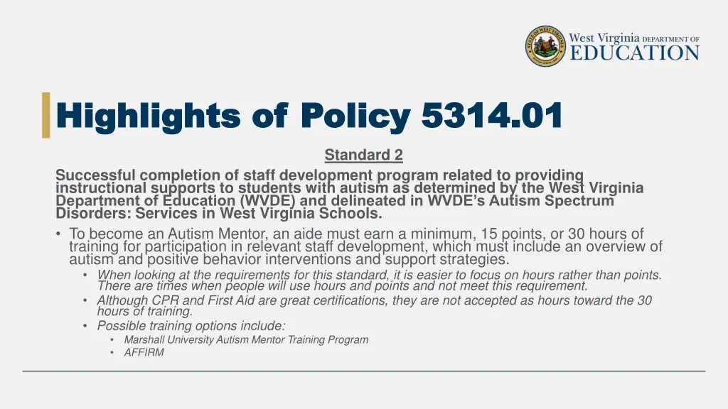 highlights of policy 5314 01 highlights of policy 1
