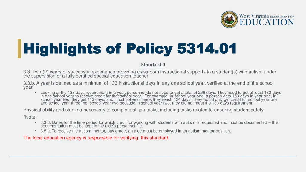 highlights of policy 5314 01 highlights of policy 3
