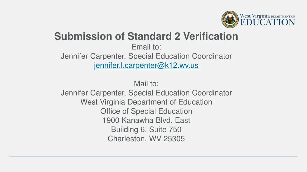 submission of standard 2 verification email