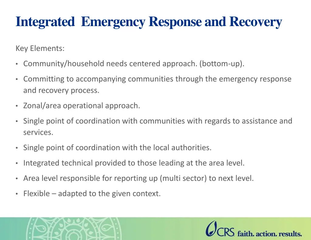 integrated emergency response and recovery