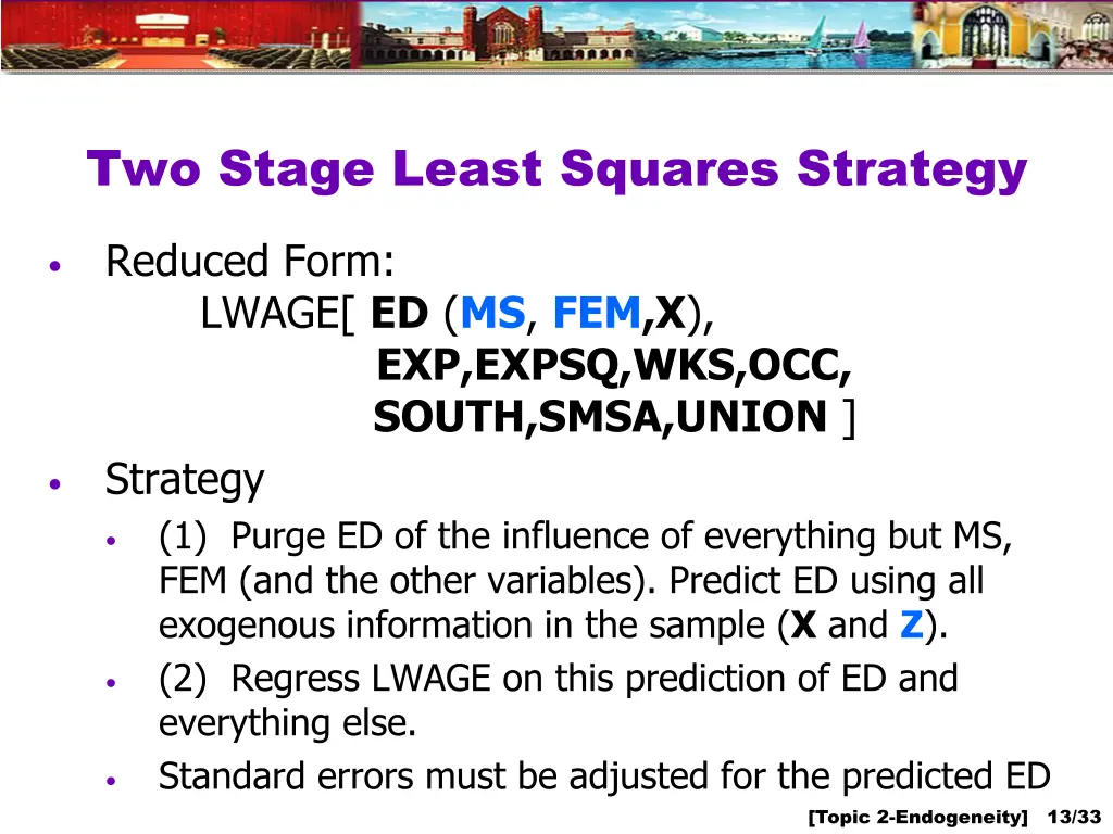 two stage least squares strategy