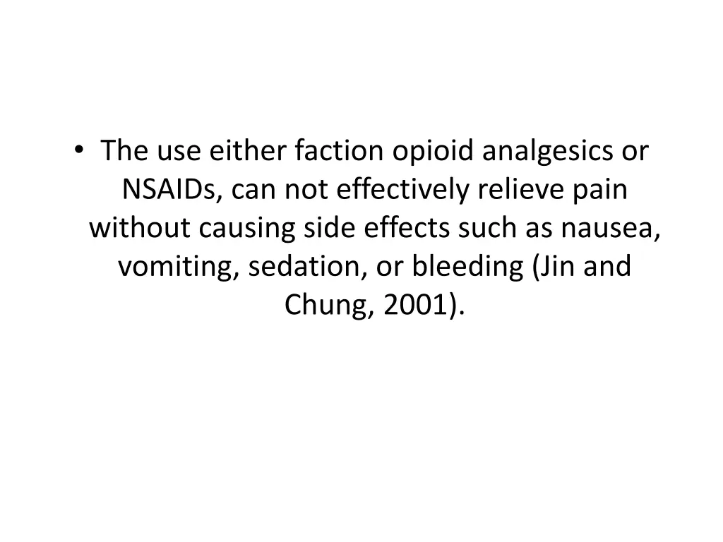the use either faction opioid analgesics