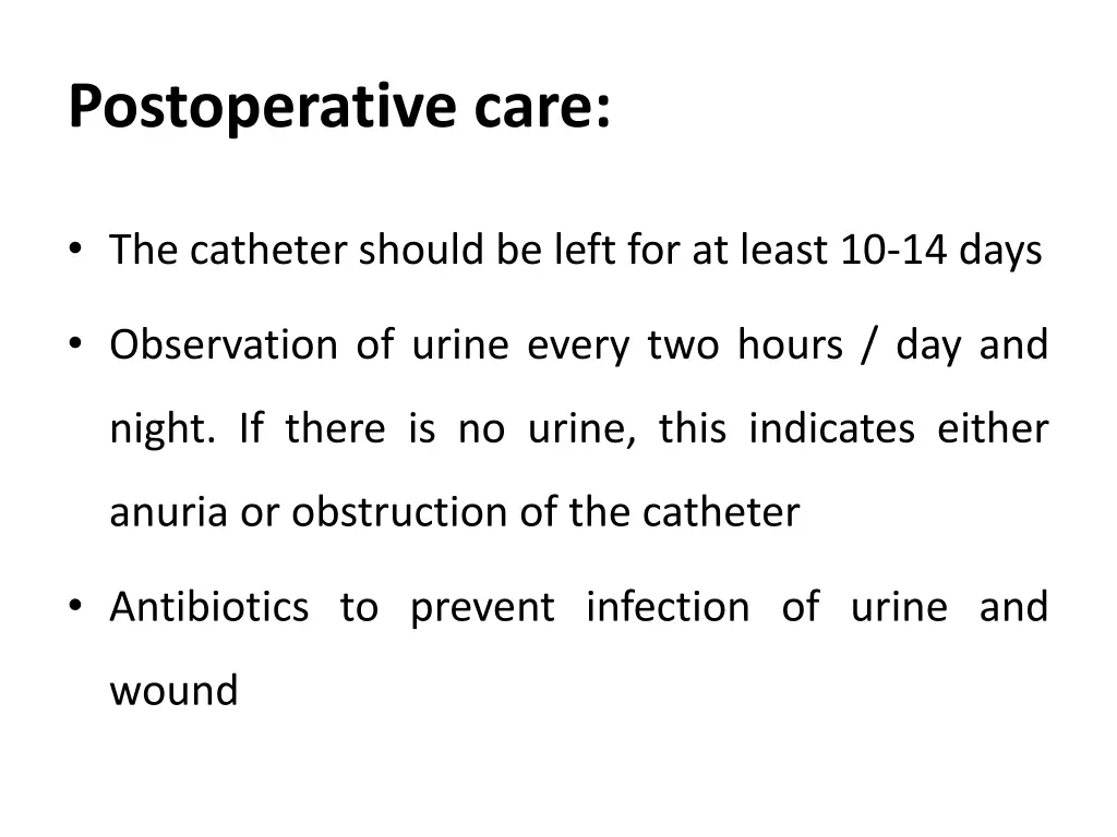 postoperative care