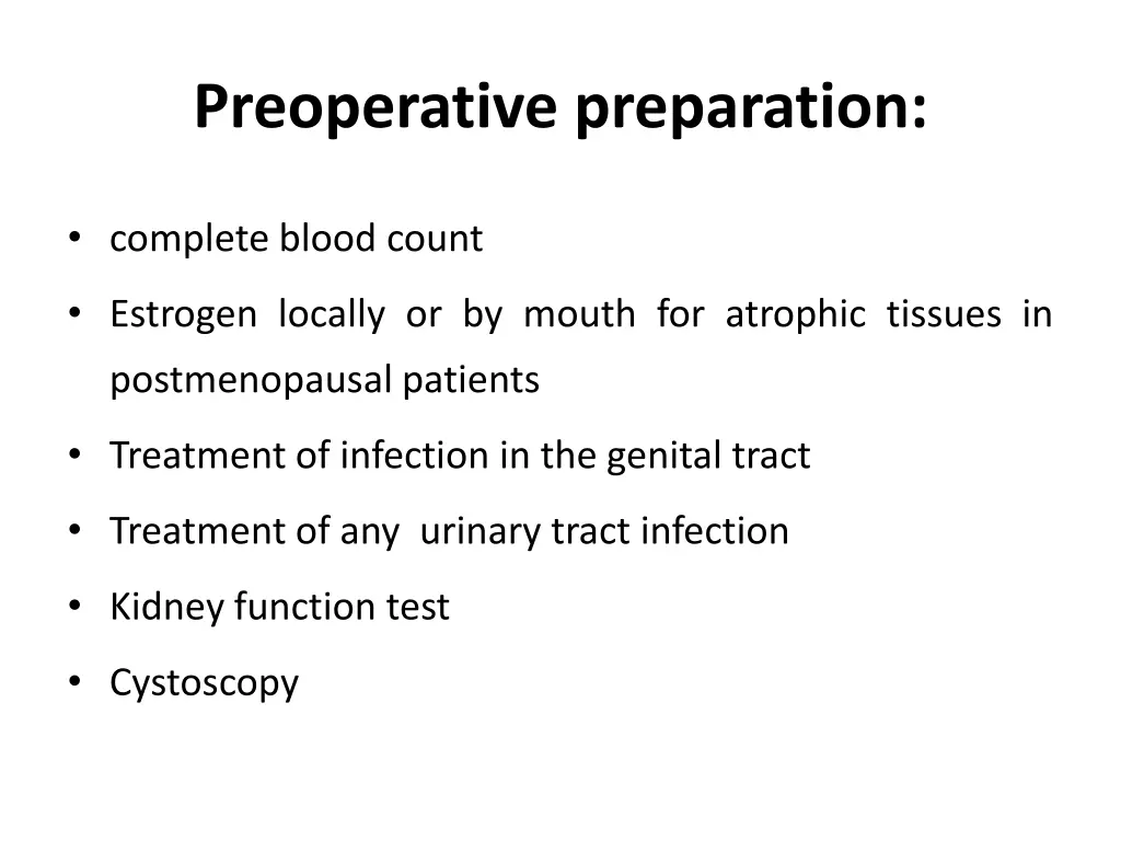 preoperative preparation