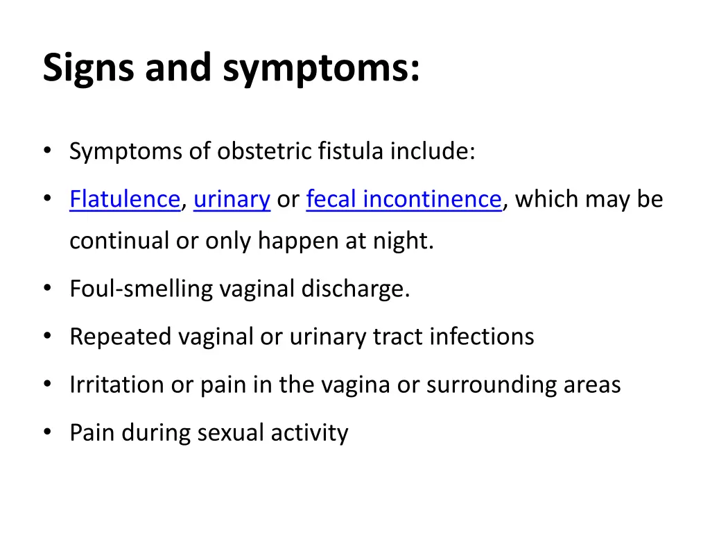 signs and symptoms