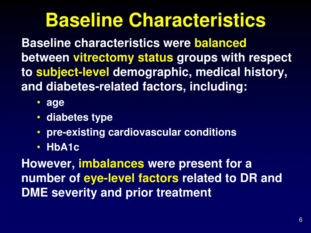 baseline characteristics baseline characteristics