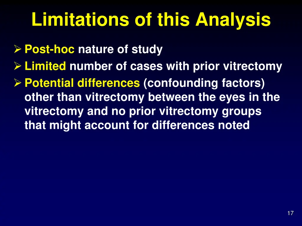 limitations of this analysis